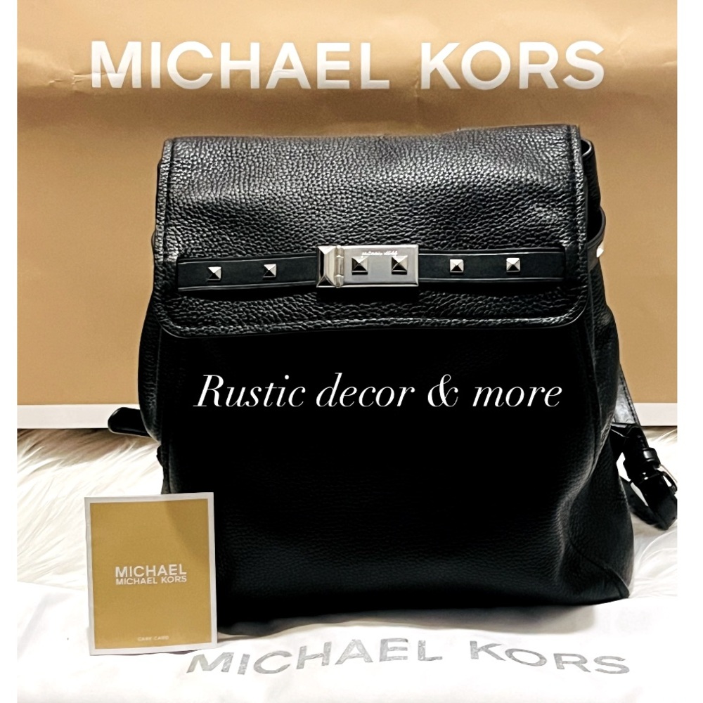 Michael Kors Addison Medium Leather Backpack Black